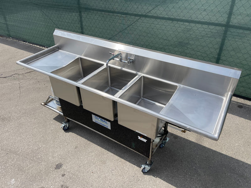 3 compartment hot & cold sinks rentals